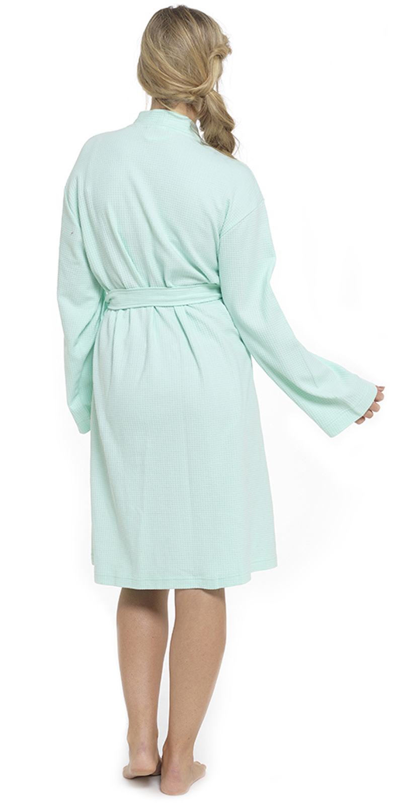 Womens 100 Cotton Waffle Bathrobe or Stripe Dressing Gown Lightweight Housecoat eBay